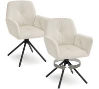 Chaise pivotante à 360° en velours rembourré pieds réglables en hauteur Velours crème/noir