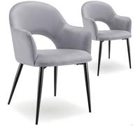 Fauteuil en velours et rembourré Lot de 2 gris clair