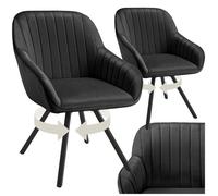 Chaise - TECTAKE - Lot de 2 fauteuils SNUG pivotants avec accoudoirs, aspect velours rembourré, 58 x 58 x 82 cm - Noir