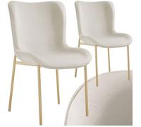 tectake® Lot de 2 Chaises de Salle à Manger ergonomiques Design scandinave Confortable, Aspect Velours, Pieds en métal doré, Chaise Cosy pour Salon, Chambre, Chaises Coiffeuse, Chaise de Bureau