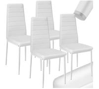 Chaise - TECTAKE - Lot de 4 chaises avec surpiqûre THOMAS dossier haut et ergonomique, pieds en acier, 45 x 48 x 98,5 cm - Blanc