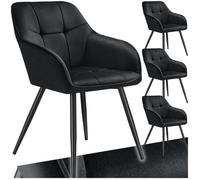 tectake® Lot de 4 Chaises de Salle à Manger rembourrées Modernes Chaise Velours satiné Fauteuil Salon Chaise Scandinave Pieds en Acier Chaises pour Coiffeuse, Chambre, Coiffeuse, Salon, Dressing