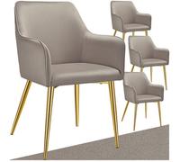 Chaise - TECTAKE - Lot de 4 fauteuils AVANE aspect velours rembourré au style scandinave ergonomique, 55 x 63,5 x 86,5 cm - Taupe