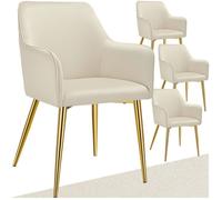 tectake® Lot de 4 Chaises de Salle à Manger rembourrées, Chaises Modernes, Fauteuil Salon, Chambre, Coiffeuse, Style Scandinave, Chaise ergonomique en velours avec Accoudoirs, Chaise Charge max.120 kg