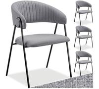 Chaise - TECTAKE - Lot de 4 fauteuils BEDANO en tissu rembourré et ergonomique avec dossier matelassé, 60 x 58 x 85 cm - Gris