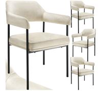 tectake® Lot de 4 Chaises de Salle à Manger rembourrées Modernes Chaise Velours Fauteuil Salon Chaise Scandinave Pieds en Acier Élégant avec Accoudoirs Chaise pour Coiffeuse, Chambre, Coiffeuse