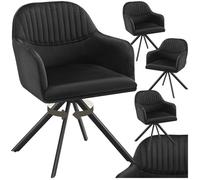 Lot de 4 chaises pivotantes à 360° en velours avec rembourrage noir