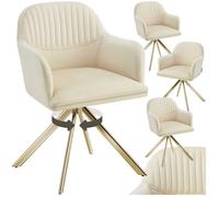 tectake® Lot de 4 Chaises pivotantes de Salle à Manger Moderne Fauteuil Salon Velours Chaise Rembourrée Confortable Chaise Design Meuble Salon pour Salle à Manger, Coiffeuse, Chambre, Cuisine
