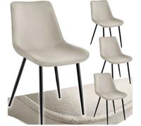 tectake® Lot de 4 Chaises de Salle à Manger Chaises Rembourrées Chaise Ergonomique Velours Fauteuil Salon Style Scandinave Pieds en Metal Noir Chaise Coiffeuse, Chambre, Salon, Bureau, Cabinet