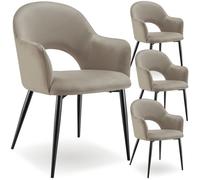 Chaise - TECTAKE - Lot de 4 fauteuils SACHEL aspect velours rembourré avec pieds en acier revêtus, 57 x 61,5 x 87,5 cm - Taupe