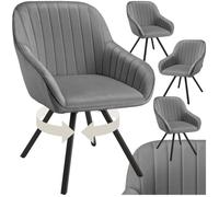 Chaise pivotante avec accoudoirs rembourrée aspect velours Lot de 4 gris