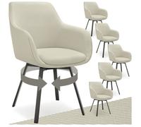 Chaise - TECTAKE - Lot de 6 fauteuils ALICON pivotants et rembourrés avec accoudoirs et dossier, 57 x 59 x 88 cm - Gris/Beige
