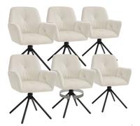 tectake® Lot de 6 Chaise pivotante de Salle à Manger Moderne Fauteuil salon Velours Chaise Ergonomique Rembourrée & Confortable pour Salle à manger, salon, coiffeuse, dressing, bureau, chambre cuisine