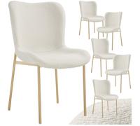 Chaise - TECTAKE - Lot de 6 fauteuils TESSA avec revêtement en tissu bou rgonomique et rembouré, 54 x 62 x 90 cm - Blanc/Or