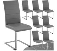 Chaise - TECTAKE - Lot de 8 chaises BETTINA rembourrées en cuir synthétique dossier ergonomique, 41 x 52 x 99 cm - Gris