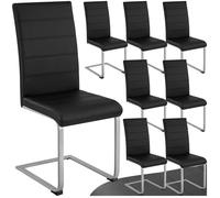 Chaise - TECTAKE - Lot de 8 chaises BETTINA rembourrées en cuir synthétique dossier ergonomique, 41 x 52 x 99 cm - Noir