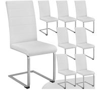 Chaise - TECTAKE - Lot de 8 chaises BETTINA rembourrées en cuir synthétique dossier ergonomique, 41 x 52 x 99 cm - Blanc