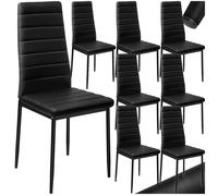 Chaise - TECTAKE - Lot de 8 chaises THOMAS avec strass, rembourré en cuir synthétique, pieds en acier, 45 x 48 x 98,5 cm - Noir