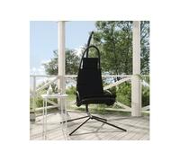 vidaXL Chaise de jardin suspendue avec coussin Tissu Oxford noir et acier