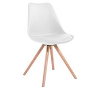 Chaise Toulouse similicuir piétement rond , Blanc /Nature