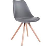 Chaise Toulouse similicuir piétement rond en bois Nature - Siège Gris