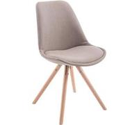 CLP Chaise De Salle A Manger Toulouse en Tissu I Chaise Design Scandinave Dossier Et Assise Rembourrés I Pieds en Bois Ronds, Couleur:Taupe, Couleur du Cadre:Natura