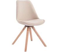 CLP Chaise De Salle A Manger Toulouse en Tissu I Chaise Visiteur Style Scandinave avec Dossier Et Assise Rembourrés I Piètement Bois Rond, Couleur:crème, Couleur du Cadre:Natura