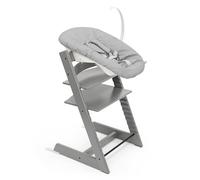 Chaise Tripp Trapp Stokke (Gris Tempête) avec Newborn Set (Gris) - Utilisez dès la naissance et jusqu’à 9 kg - Confortable, sûr et simple à utiliser