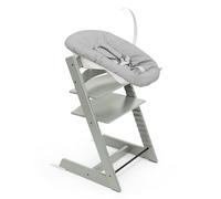 Chaise Tripp Trapp Stokke (Vert glacier) avec Newborn Set (Gris) - Utilisez dès la naissance et jusqu’à 9 kg - Confortable, sûr et simple à utiliser