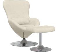 Chaise Œuf avec Pouf Crème Velours