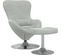Chaise Œuf avec Pouf Gris clair Velours