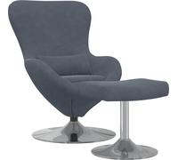 Chaise Œuf avec Pouf Gris foncé Velours