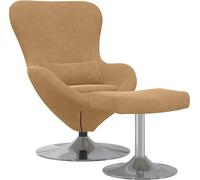 Chaise Œuf avec Pouf Marron Velours