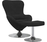 Chaise Œuf avec Pouf Noir Velours