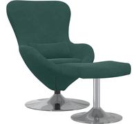 Chaise Œuf avec Pouf Vert foncé Velours