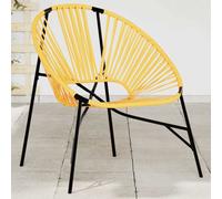 vidaXL Chaise de jardin en forme d'œuf – Poly rotin noir et jaune