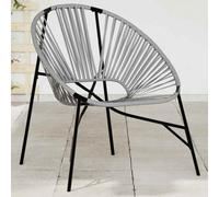 vidaXL Chaise de jardin œuf - Résine tressée (poly rotin) noir et gris clair H.82 cm