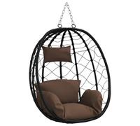 vidaXL Chaise suspendue en forme d'œuf, marron café, 91,5 x 54,5 x 107 cm, rotin synthétique