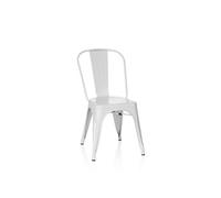 HJH Office – Chaise de bistrot VANTAGGIO BRUSH – en métal, empilable, blanc mat