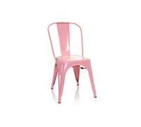 HJH Office Chaise de bistrot VANTAGGIO COMFORT métal empilable style industriel Rose