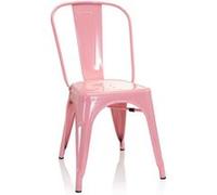 HJH Office Chaise de bistrot VANTAGGIO COMFORT métal empilable style industriel Rose