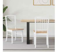 Chaise - VIDAXL - 50 x 52,5 x 91 cm - Lot de 2 - Bois de caoutchouc massif - Blanc - Style scandinave