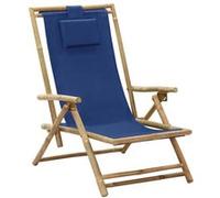 vidaXL Chaise relax réglable 313025 Bleu marine bambou et tissu