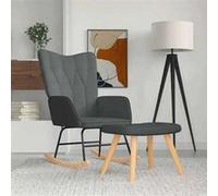 vidaXL Chaise à bascule avec repose-pied - Gris foncé