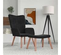 vidaXL Chaise de Relaxation avec Repose-Pied Noir Velours