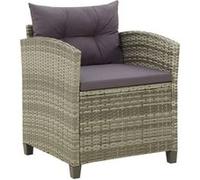 vidaXL Chaise de jardin avec coussin Poly Rattan – Résine tressée, non pliable, H.71,5 cm Gris