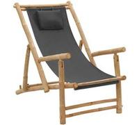 vidaXL Chaise longue bambou et toile gris foncé