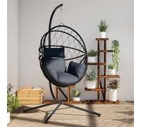 vidaXL Fauteuil suspendu design oeuf avec support Anthracite Rotin et acier
