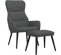 Vidaxl Chaise De Relaxation Avec Tabouret Gris Fonc? Tissu Gris