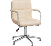 vidaXL Chaise Pivotante de Salle à Manger Chaise à Dîner Siège de Cuisine Chaise de Repas Hauteur Réglable Maison Intérieur Crème Tissu